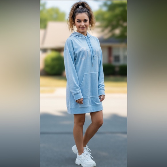 FROSTED BIG BLING VELOUR HOODIE DRESS - Picture 5 of 5